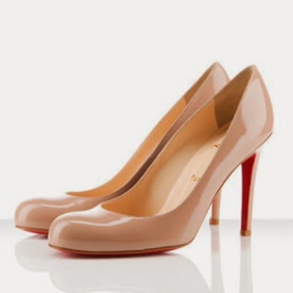 Christian Louboutin Heels Simple Patent Leather Pumps 100mm Nude (39)